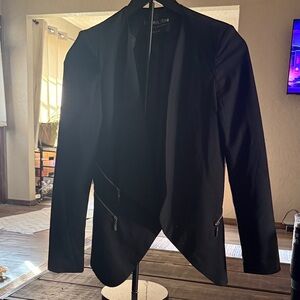 Black Blazer with Zipper Details